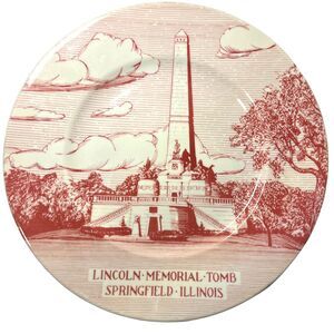 Syracuse China Lincoln Memorial Commemorative Souvenir Dish Springfield USA VTG